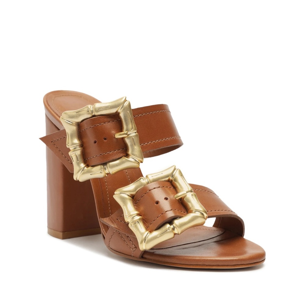 Schutz Enola Leather Sandal - Brown, Size 6